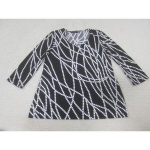 Travel Elements Shirt Womens Small Black White Dot Print‎ Tunic Stretch Made USA